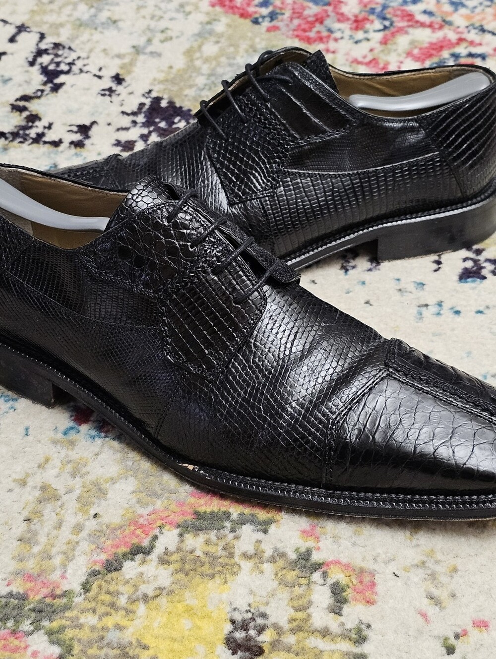 David Eden Joplin Oxfords Men's Size 11.5 Crocodile & Lizard Skin Dress Shoes - Picture 4 of 16